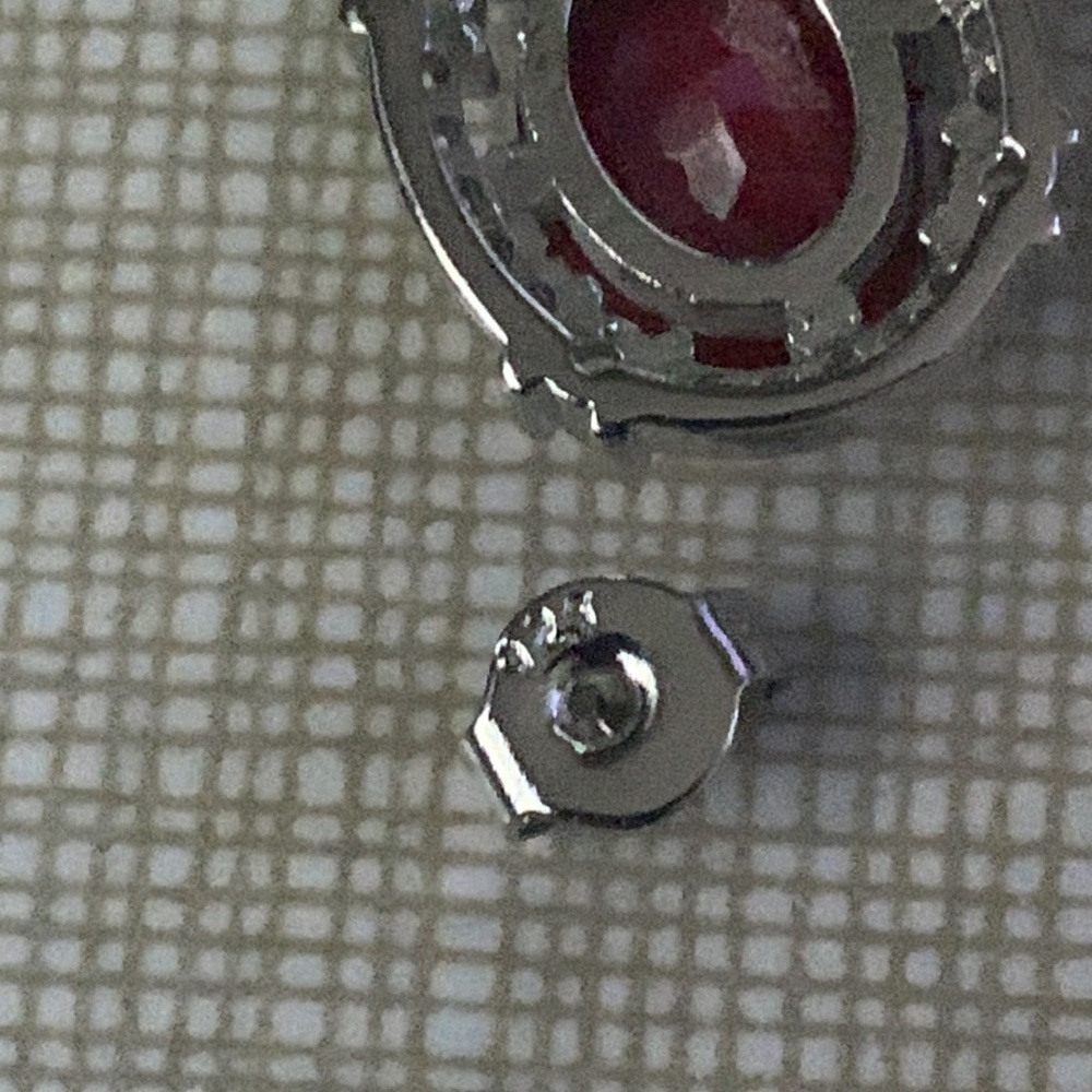 New classy stylish elegant artwork artisan Red Ruby Cz’s SS925 studs earrings - Picture 10 of 11